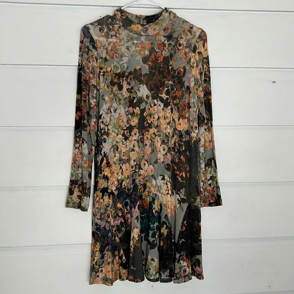 Uncle Frank Abstract Floral Long Sleeve Dress Size Small - Picture 2 of 9